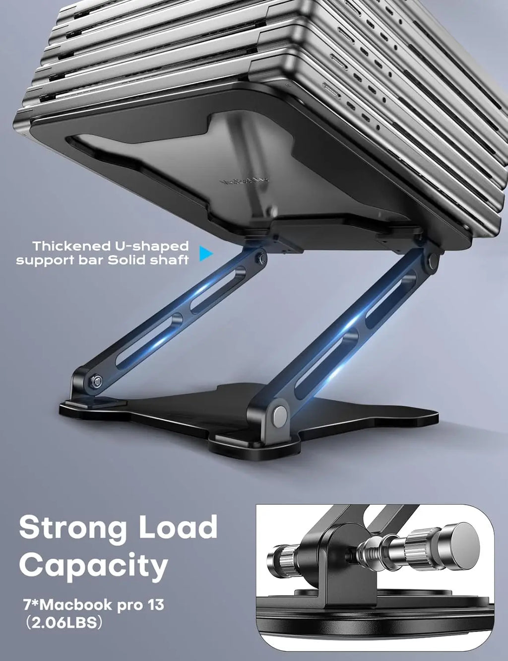 Adjustable Metal Laptop Stand, Foldable & Ventilated Cooling Riser for 10-15.6" Notebooks, Ergonomic Desk Solution
