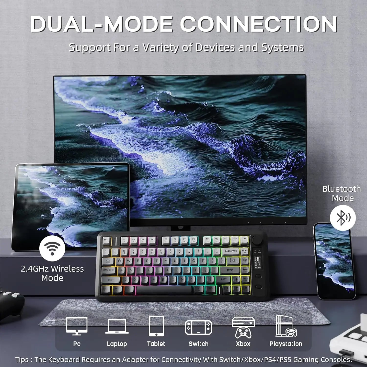ATTACK SHARK M75 Wireless Gaming Keyboard with OLED Display