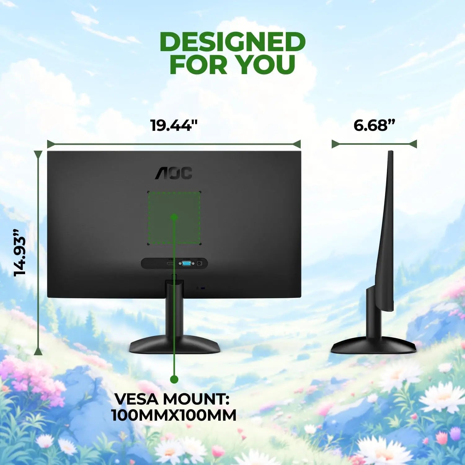 22" Full HD 120Hz LED Monitor, Adaptive Sync, VGA & HDMI, Flicker-Free, Low Blue Light, HDR Ready