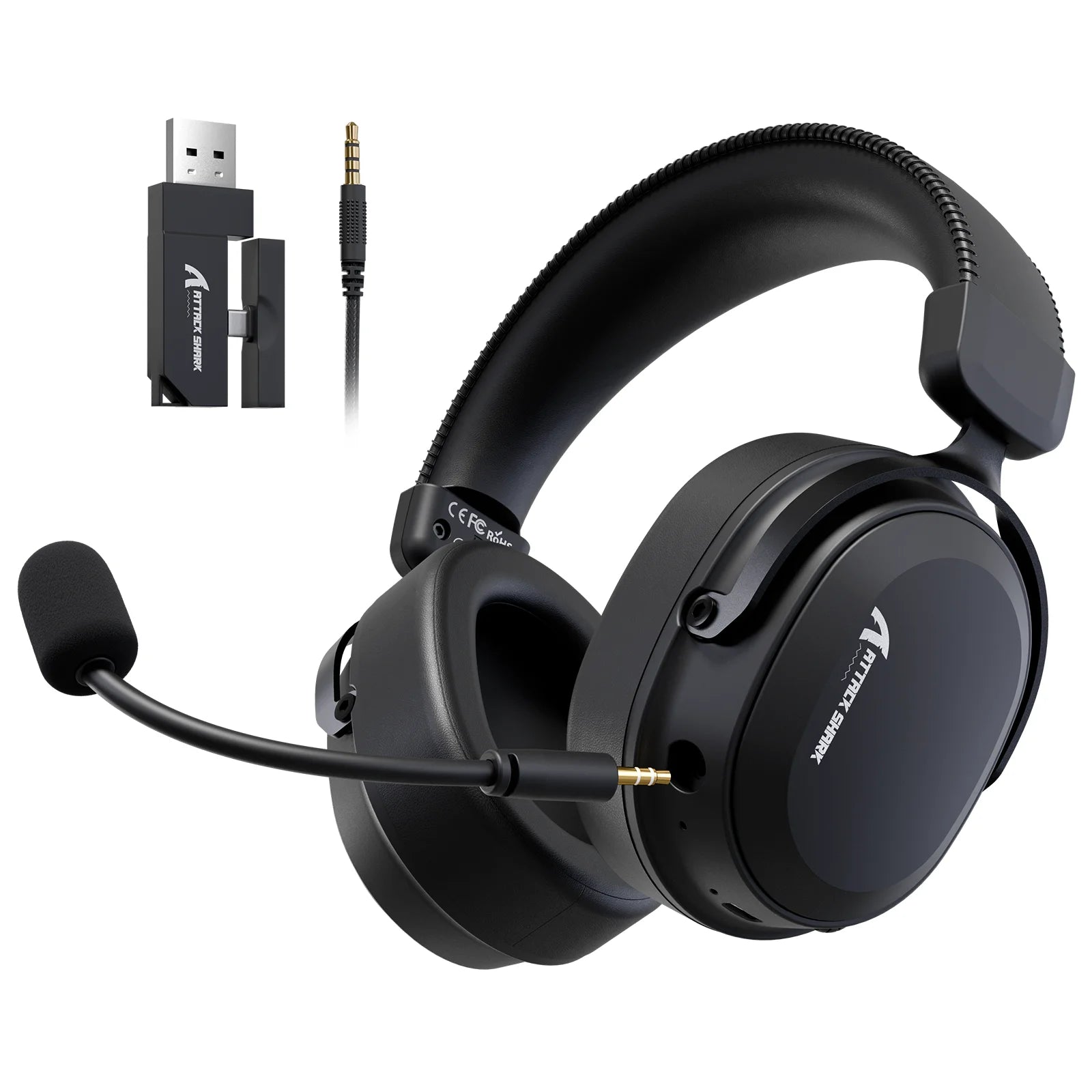 ATTACK SHARK L30PRO Wireless Gaming Headset,7.1 Surround Sound, 50mm Drivers,20ms Low Latency,Detachable Noise-Canceling Mic