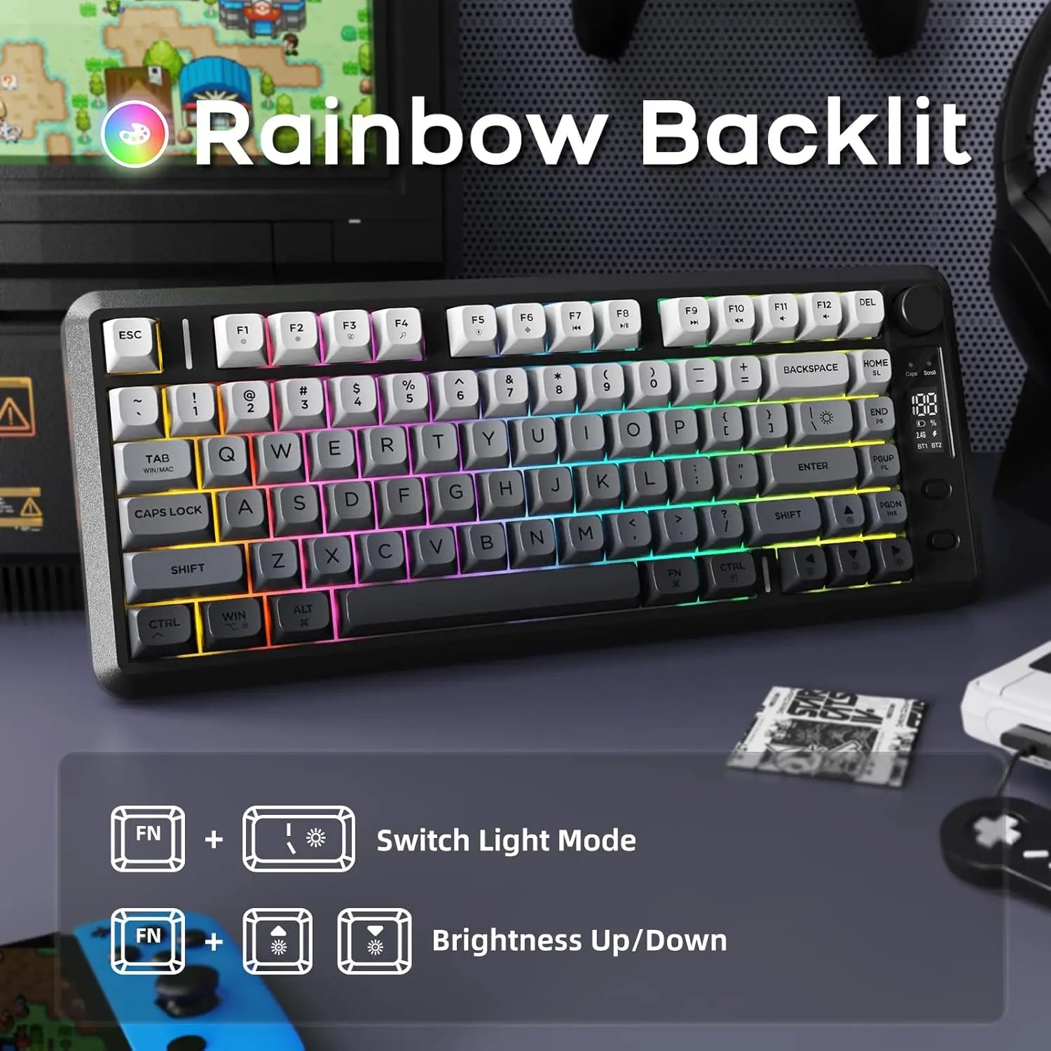 ATTACK SHARK M75 Wireless Gaming Keyboard with OLED Display