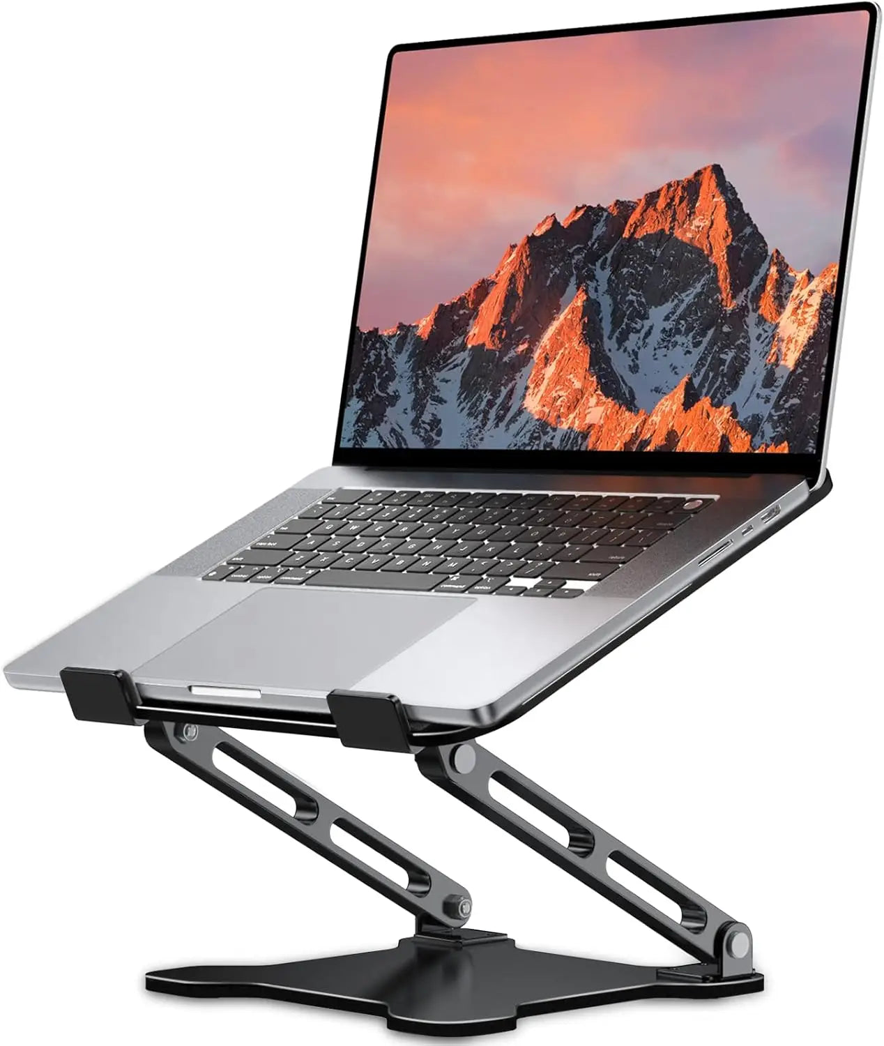 Adjustable Metal Laptop Stand, Foldable & Ventilated Cooling Riser for 10-15.6" Notebooks, Ergonomic Desk Solution