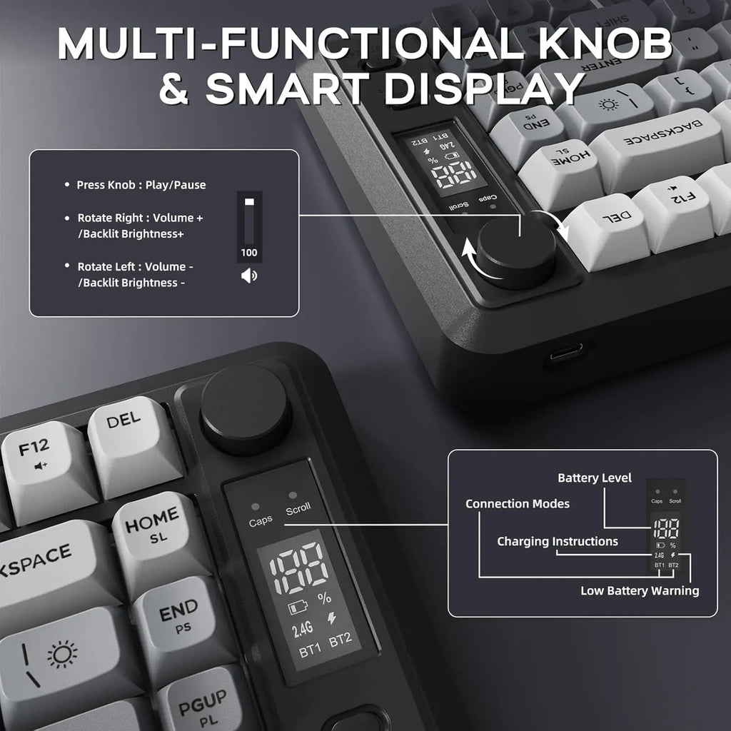 ATTACK SHARK M75 Wireless Gaming Keyboard with OLED Display