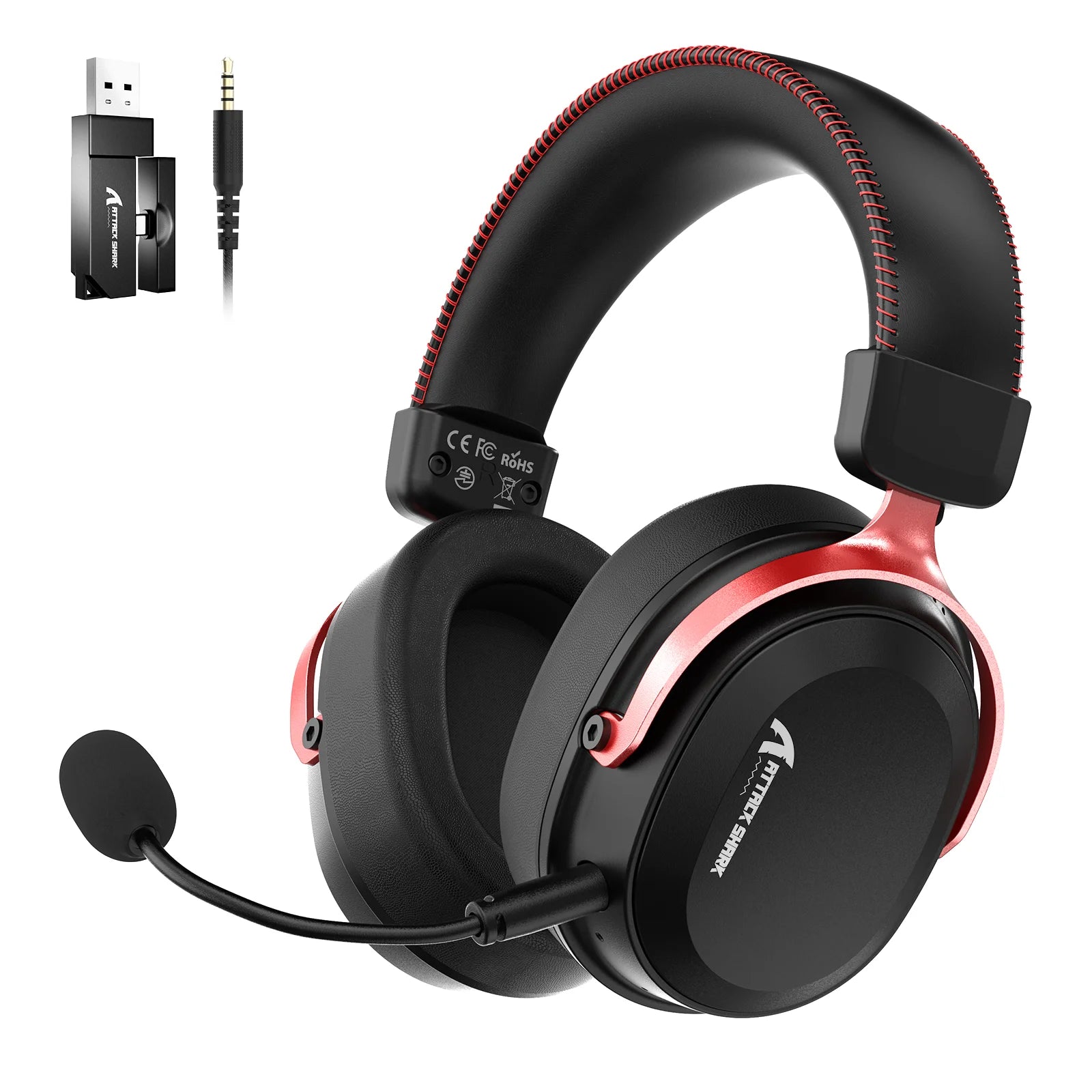 ATTACK SHARK L30PRO Wireless Gaming Headset,7.1 Surround Sound, 50mm Drivers,20ms Low Latency,Detachable Noise-Canceling Mic