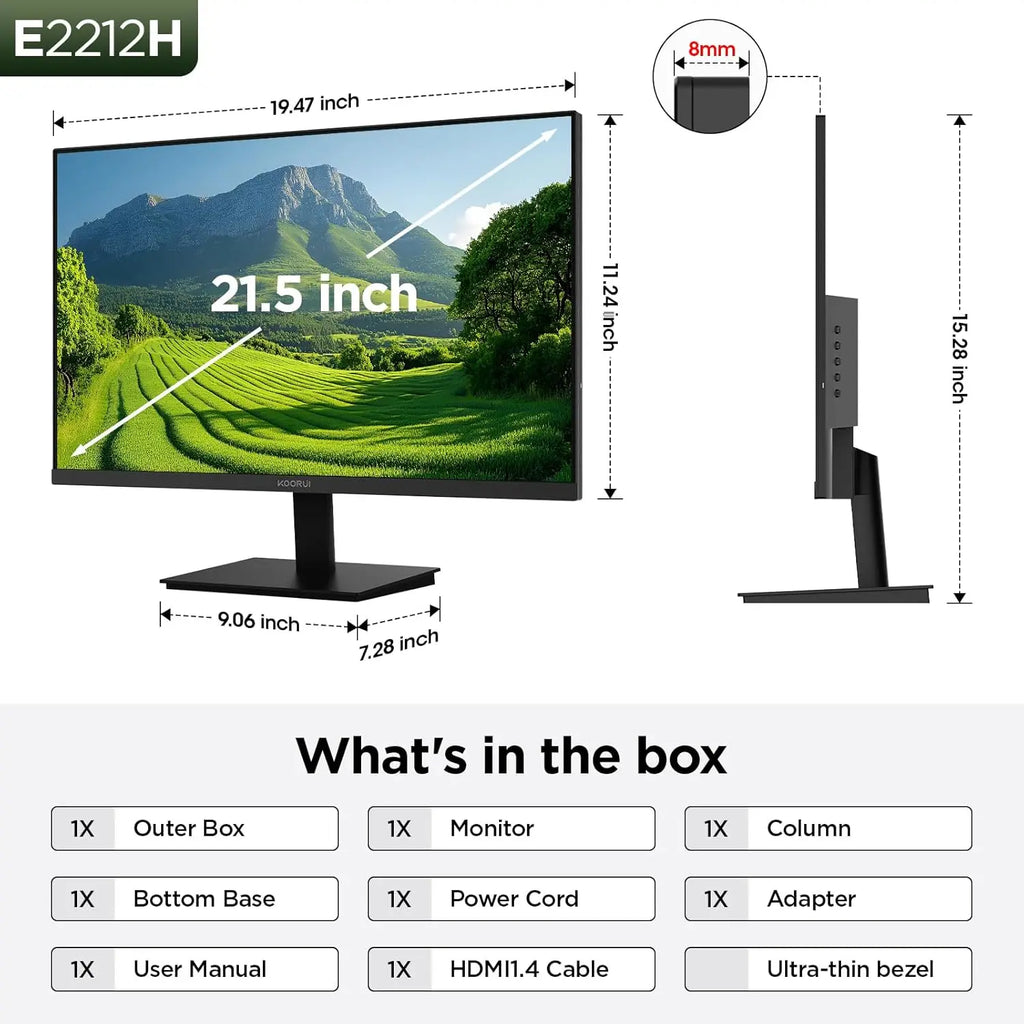 22 Inch FHD 1080P 120Hz Gaming Monitor, VA Panel, Adaptive Sync, VESA Compatible