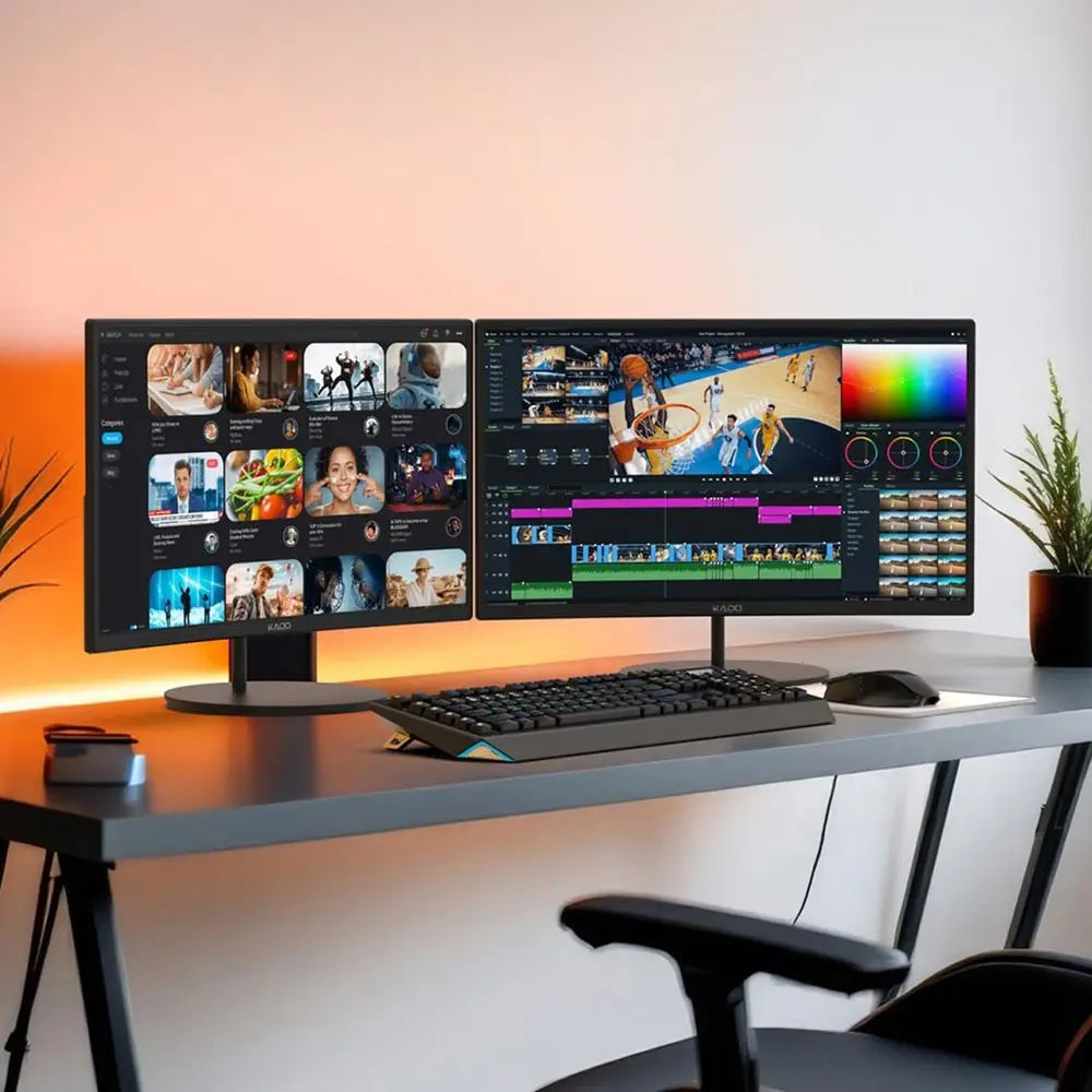 Dual Monitor Setup - 2-Pack 27" Curved 1920x1080 Computer Monitor 1500R 75Hz VESA Mount HDMI Oice Gaming Hybrid Built-in Speaker